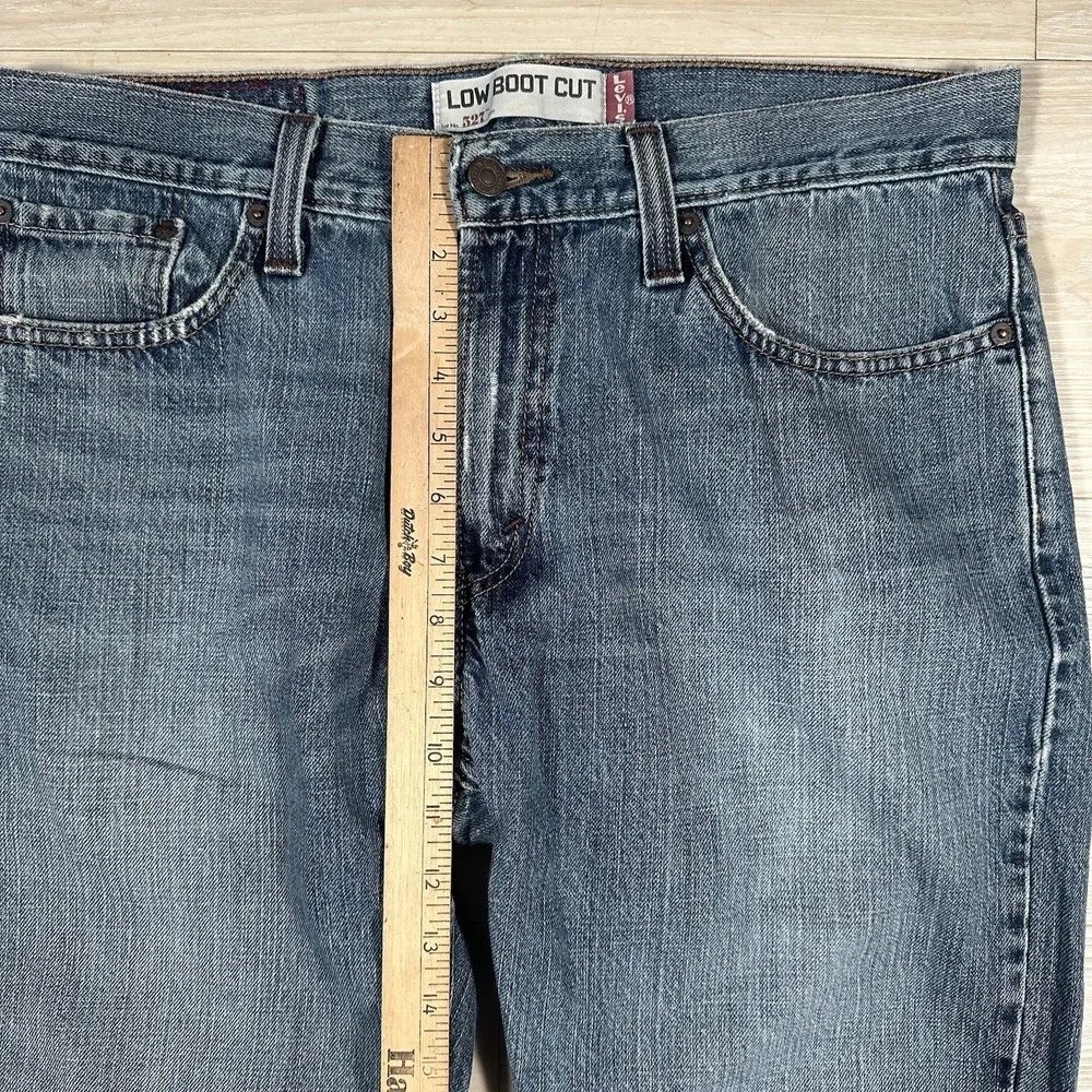 Levi's 527 Slim Bootcut Jeans Mens 34x30 Medium Blue Wash 100% Cotton Distressed